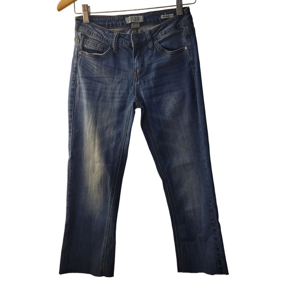 Judy Blue Cropped Denim Jeans Raw Hem Women's Size 25 Straight Leg Mid Rise